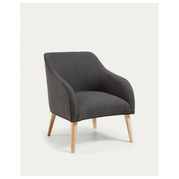 Butaca Bobly negro y patas de madera acabado natural - Kave Home
