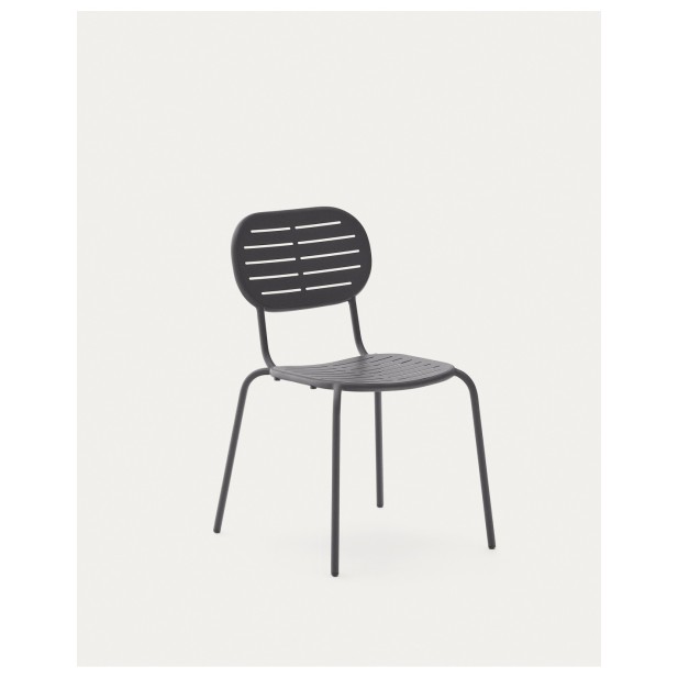 Silla apilable de exterior Brai de acero galvanizado gris oscuro - Kave Home
