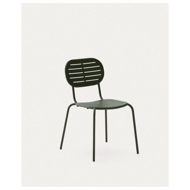 Silla apilable de exterior Brai de acero galvanizado verde - Kave Home