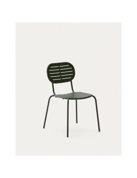 Silla apilable de exterior Brai de acero galvanizado verde - Kave Home
