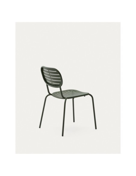 Silla apilable de exterior Brai de acero galvanizado verde - Kave Home