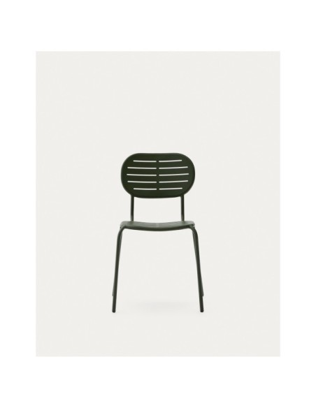 Silla apilable de exterior Brai de acero galvanizado verde - Kave Home