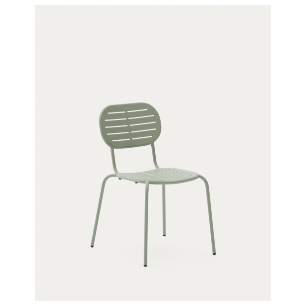 Silla apilable de exterior Brai de acero galvanizado turquesa - Kave Home