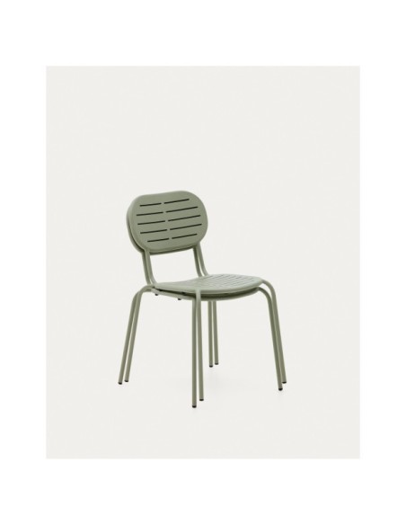 Silla apilable de exterior Brai de acero galvanizado turquesa - Kave Home