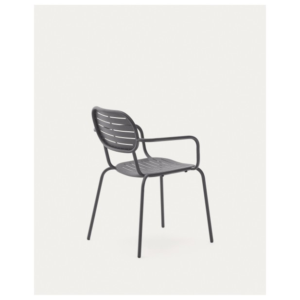 Silla apilable con reposabrazos de...