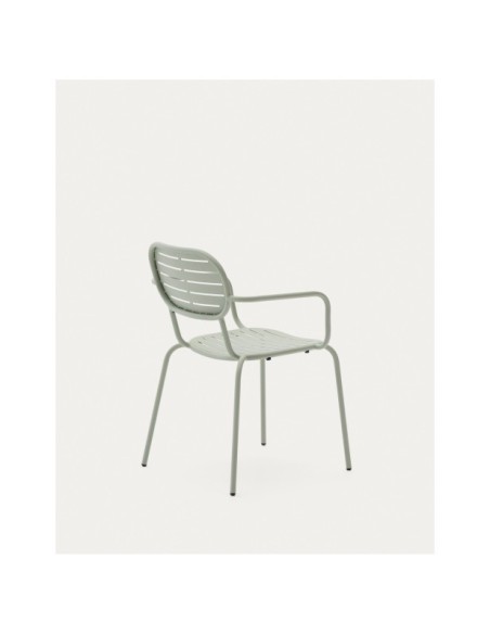 Silla apilable con reposabrazos de exterior Brai de acero galvanizado turquesa - Kave Home