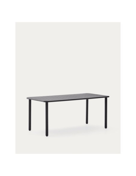 Mesa de exterior Brai de acero galvanizado gris oscuro 180 x 90 cm - Kave Home