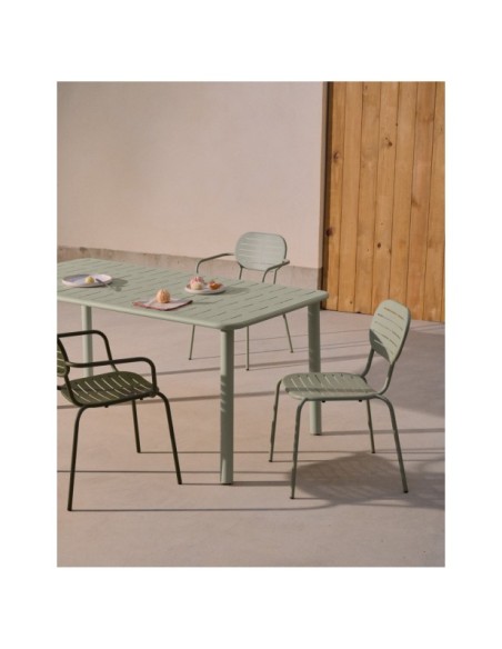 Mesa de exterior Brai de acero galvanizado turquesa 180 x 90 cm - Kave Home