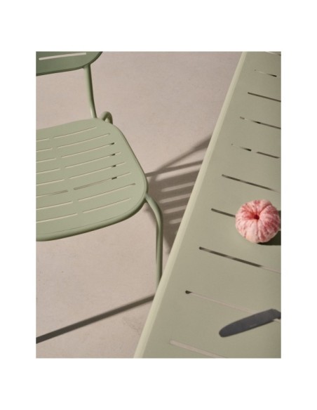 Mesa de exterior Brai de acero galvanizado turquesa 180 x 90 cm - Kave Home