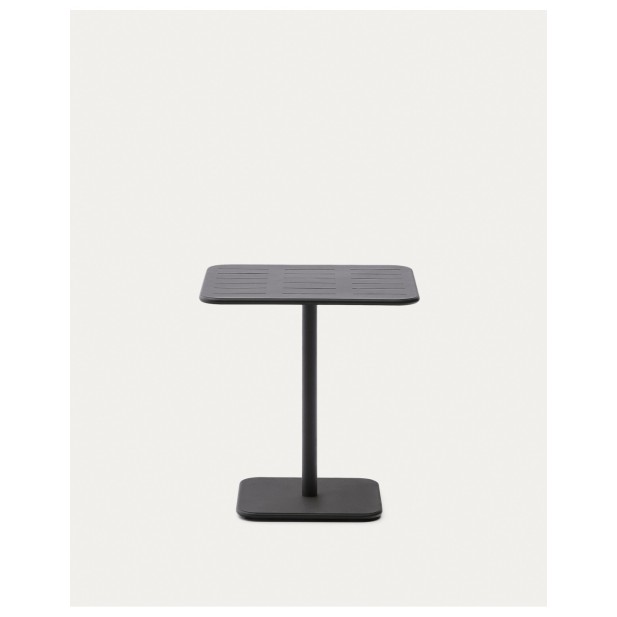Mesa de exterior Brai de acero galvanizado gris oscuro 70 x 70 cm - Kave Home