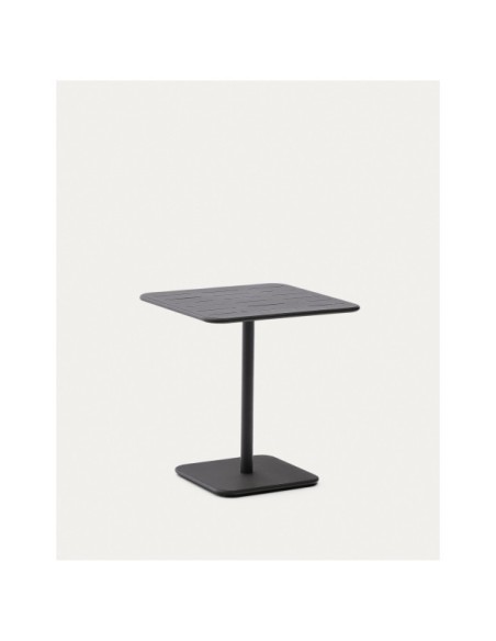 Mesa de exterior Brai de acero galvanizado gris oscuro 70 x 70 cm - Kave Home