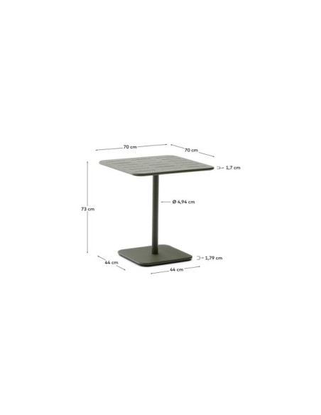 Mesa de exterior Brai de acero galvanizado verde 70 x 70 cm - Kave Home