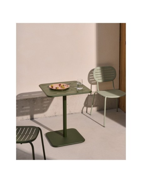 Mesa de exterior Brai de acero galvanizado verde 70 x 70 cm - Kave Home