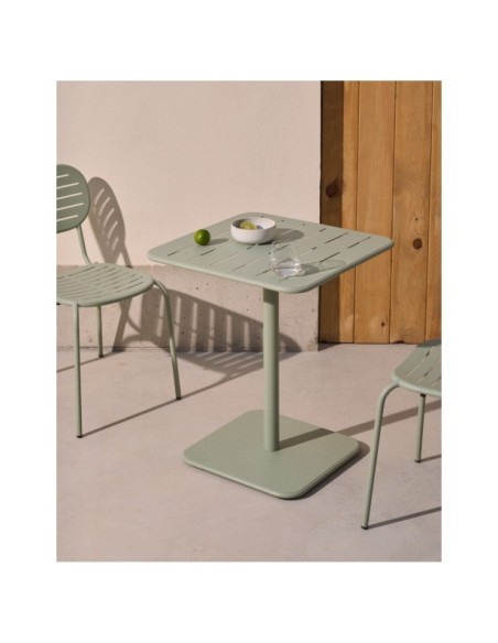 Mesa de exterior Brai de acero galvanizado turquesa 70 x 70 cm - Kave Home