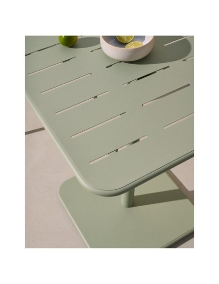Mesa de exterior Brai de acero galvanizado turquesa 70 x 70 cm - Kave Home