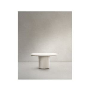 Mesa redonda Canaret de cemento con acabado blanco...