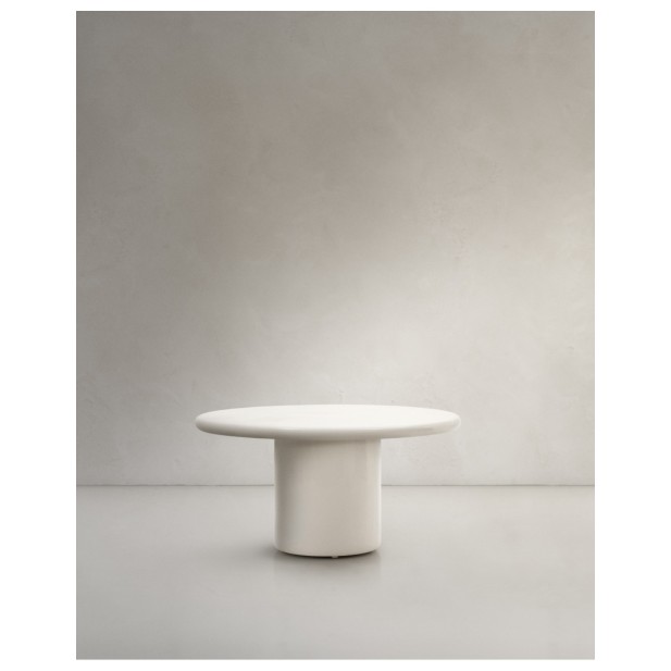 Mesa redonda Canaret de cemento con acabado blanco brillante Ø 152 cm - Kave Home