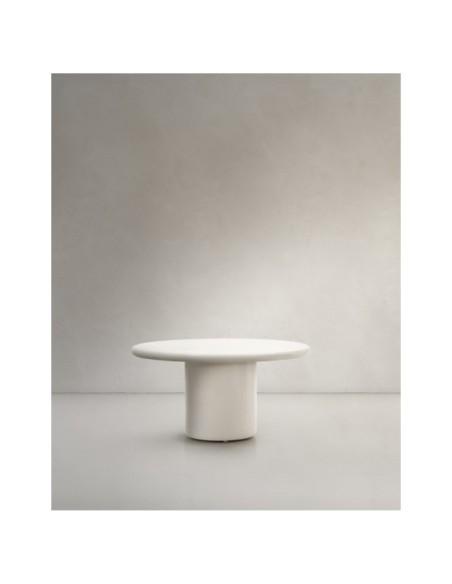 Mesa redonda Canaret de cemento con acabado blanco brillante Ø 152 cm - Kave Home