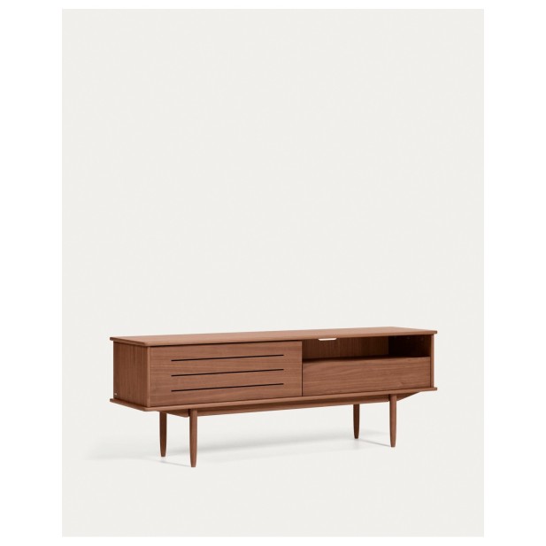 Mueble TV Carolin 1 puerta y 1 cajón de chapa de nogal 180 x 63,5 cm - Kave Home