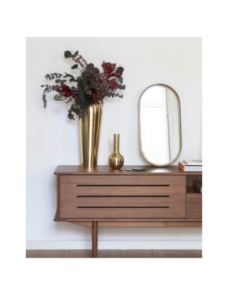 Mueble TV Carolin 1 puerta y 1 cajón de chapa de nogal 180 x 63,5 cm - Kave Home