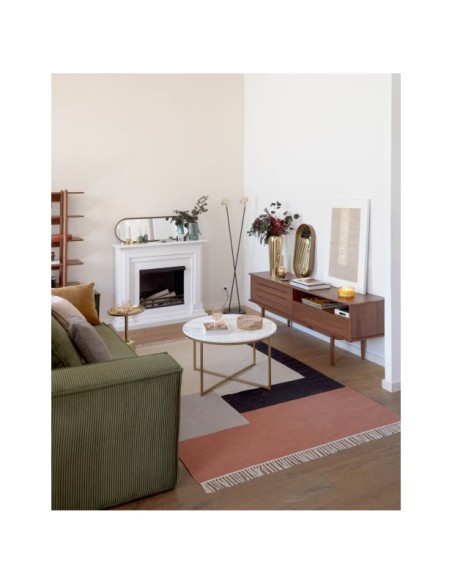 Mueble TV Carolin 1 puerta y 1 cajón de chapa de nogal 180 x 63,5 cm - Kave Home