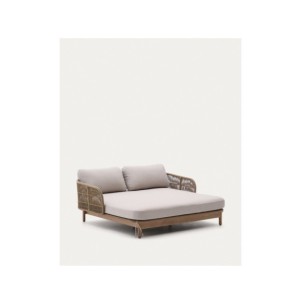 Tumbona doble Catalina de cuerda beige y madera maciza de...