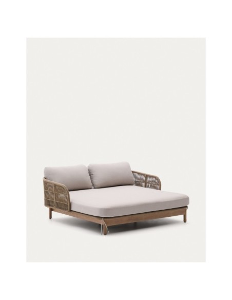 Tumbona doble Catalina de cuerda beige y madera maciza de acacia FSC 100% - Kave Home
