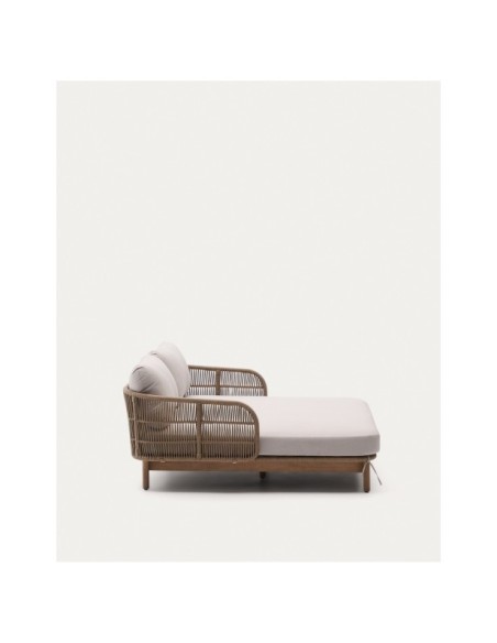 Tumbona doble Catalina de cuerda beige y madera maciza de acacia FSC 100% - Kave Home