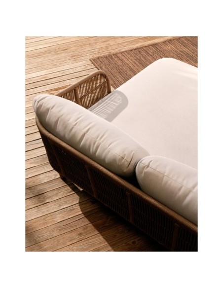 Tumbona doble Catalina de cuerda beige y madera maciza de acacia FSC 100% - Kave Home