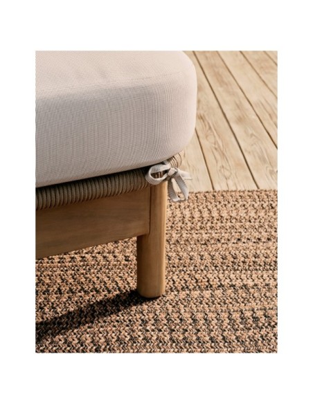 Tumbona doble Catalina de cuerda beige y madera maciza de acacia FSC 100% - Kave Home