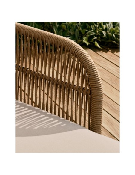 Tumbona doble Catalina de cuerda beige y madera maciza de acacia FSC 100% - Kave Home