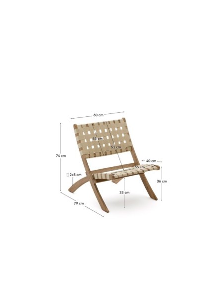 Sillón plegable Chabeli madera maciza acacia y cuerda crema FSC 100% - Kave Home
