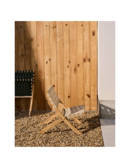 Sillón plegable Chabeli madera maciza acacia y cuerda crema FSC 100% - Kave Home