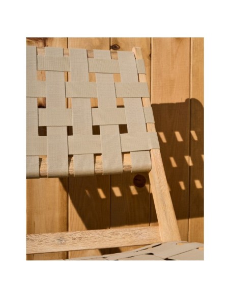 Sillón plegable Chabeli madera maciza acacia y cuerda crema FSC 100% - Kave Home