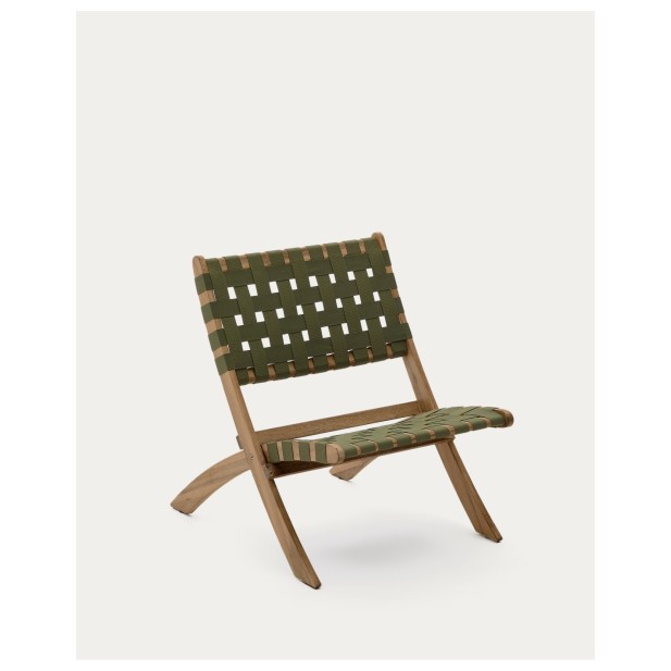 Sillón plegable Chabeli madera maciza acacia y cuerda verde FSC 100% - Kave Home