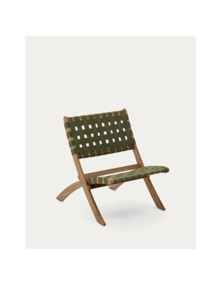 Sillón plegable Chabeli madera maciza acacia y cuerda verde FSC 100% - Kave Home