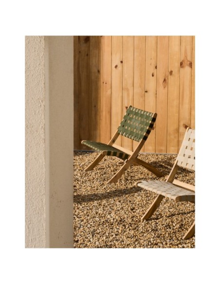 Sillón plegable Chabeli madera maciza acacia y cuerda verde FSC 100% - Kave Home