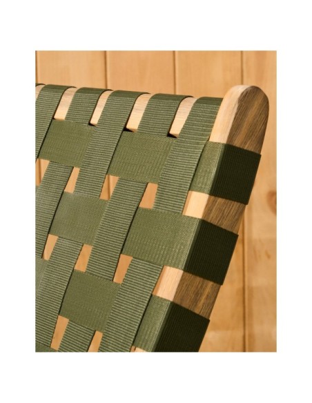 Sillón plegable Chabeli madera maciza acacia y cuerda verde FSC 100% - Kave Home