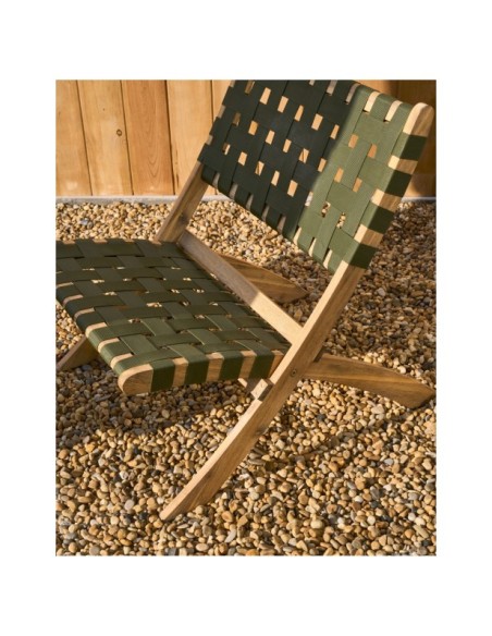 Sillón plegable Chabeli madera maciza acacia y cuerda verde FSC 100% - Kave Home