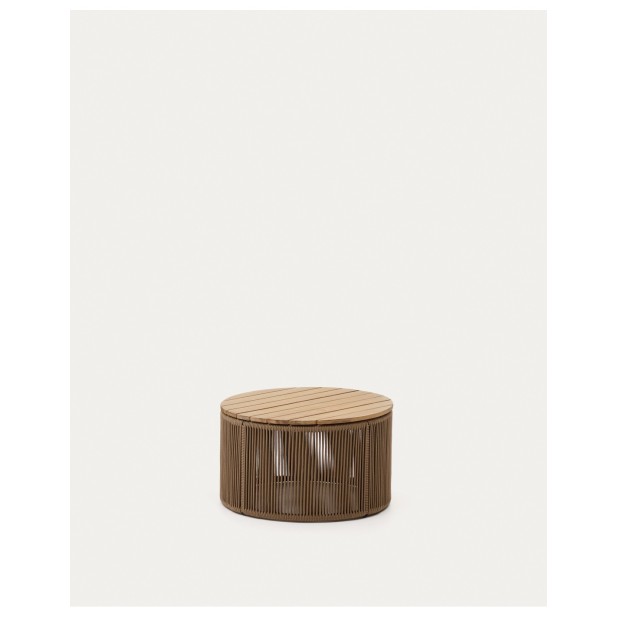 Mesa de centro Dandara de acero, cuerda beige y madera maciza de acacia Ø60 FSC 100% - Kave Home