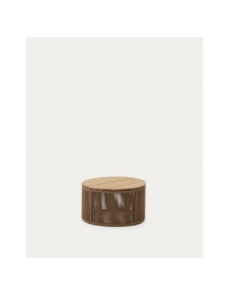Mesa de centro Dandara de acero, cuerda beige y madera maciza de acacia Ø60 FSC 100% - Kave Home