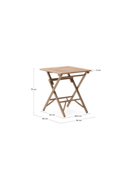 Mesa plegable Dandara de madera maciza de acacia FSC 100% 66 x 66 cm  - Kave Home
