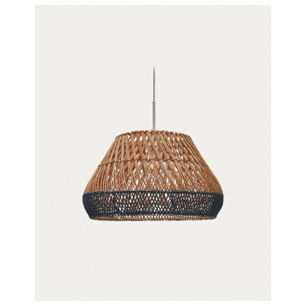 Pantalla para lámpara de techo Daro de ratán con acabado natural y pintado azul Ø 45 cm - Kave Home
