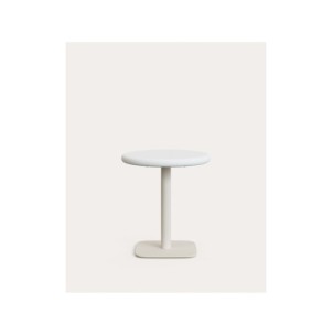 Mesa redonda de exterior Dina con sobre de cemento blanco...