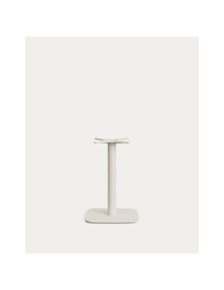 Mesa redonda de exterior Dina con sobre de cemento blanco Ø70cm y pie de acero blanco 48x48x72cm - Kave Home