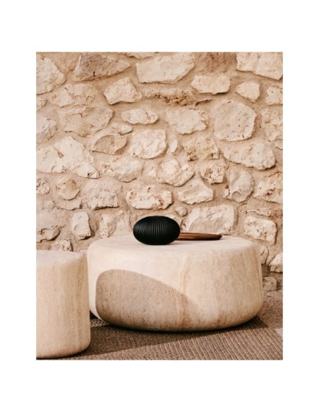 Mesa de centro Drasi de cemento con acabado efecto travertino Ø90 cm - Kave Home