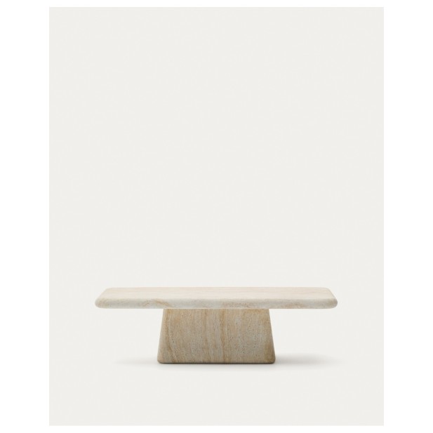 Mesa de centro Drasi de cemento con acabado efecto travertino 140 x 70 cm - Kave Home