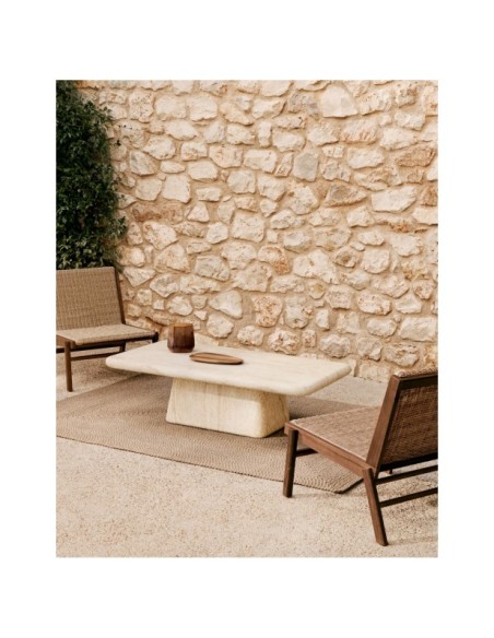 Mesa de centro Drasi de cemento con acabado efecto travertino 140 x 70 cm - Kave Home