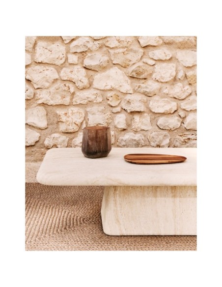 Mesa de centro Drasi de cemento con acabado efecto travertino 140 x 70 cm - Kave Home