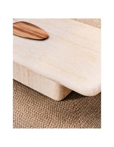 Mesa de centro Drasi de cemento con acabado efecto travertino 140 x 70 cm - Kave Home